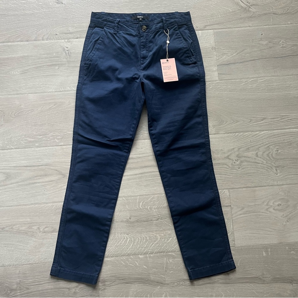 Quince Navy Blue Stretch Cotton Twill Girlfriend Chino Pants sz 27 Women's NWT